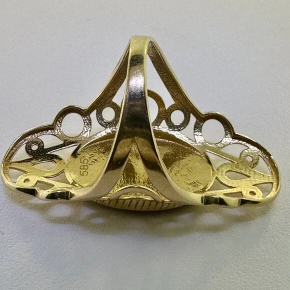 Vintage 14K Yellow Gold Madonna and Child Ring Size 8.5-5.61g - Picture 9 of 12